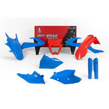 KTM Plastik Kit mit Lampenmaske Blau - Orange EXC, EXC-F 250, 300, 350, 450, 500 2017-2019