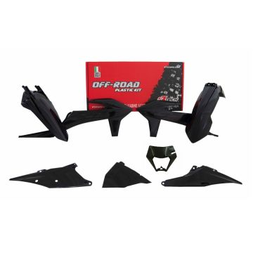 KTM Plastik Kit mit Lampenmaske Schwarz EXC, EXC-F TPI 250, 300, 350, 450, 500 2020-2023