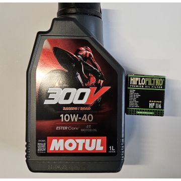 Motor Service Kit Motul 300V 10W40 + Ölfilter HF116 Honda CRF 150, 250, 450