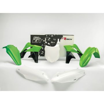 Racetech Plastik Kit Kawasaki KXF 250 2013-2016 Schwarz Grün Weiß OEM 2014